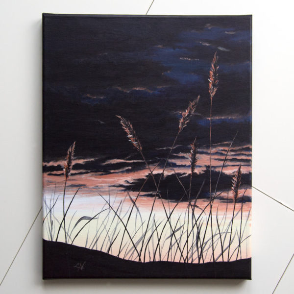 dark sunset painting