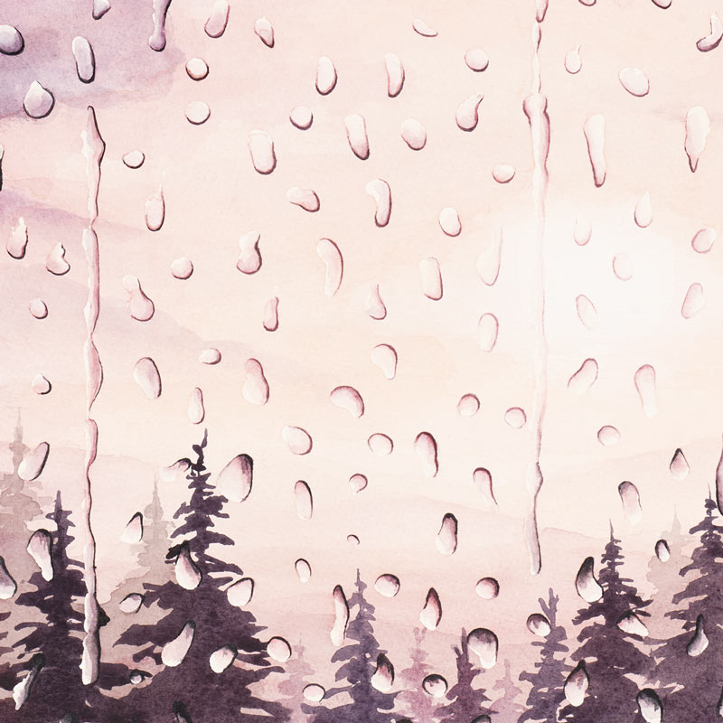 watercolor painting of rain