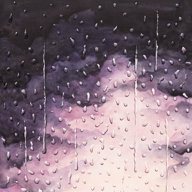 watercolor painting of rain