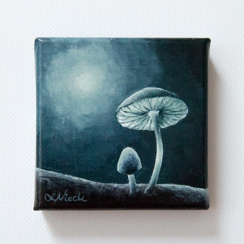 painting of moonlit fungi