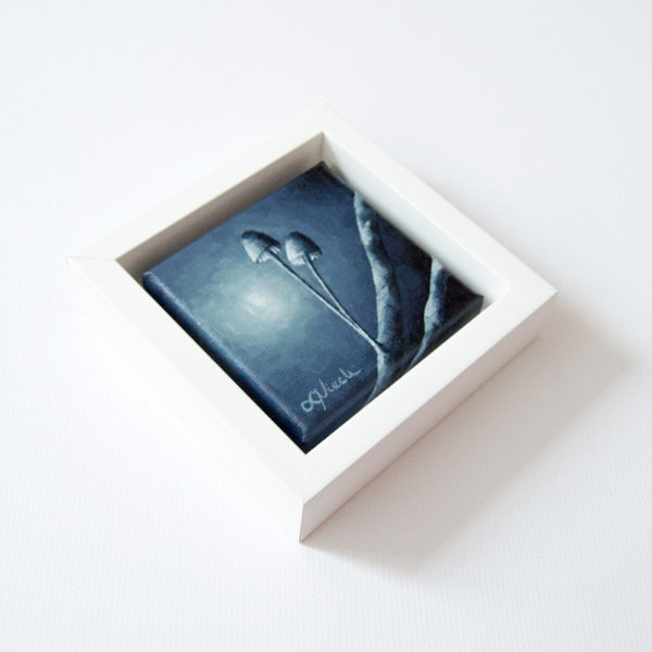 framed painting of moonlit fungi