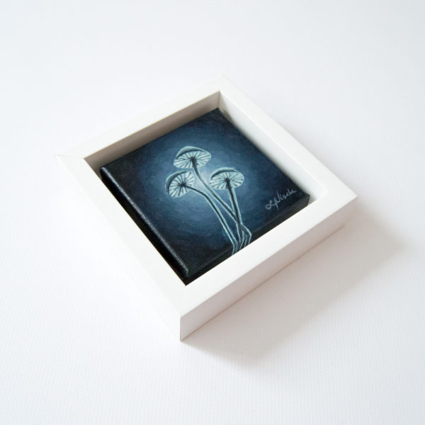 framed painting of moonlit fungi